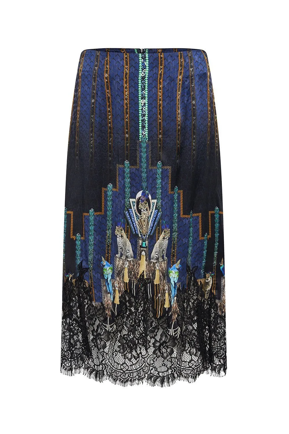 SLIP MIDI SKIRT DRIPPING IN DECO