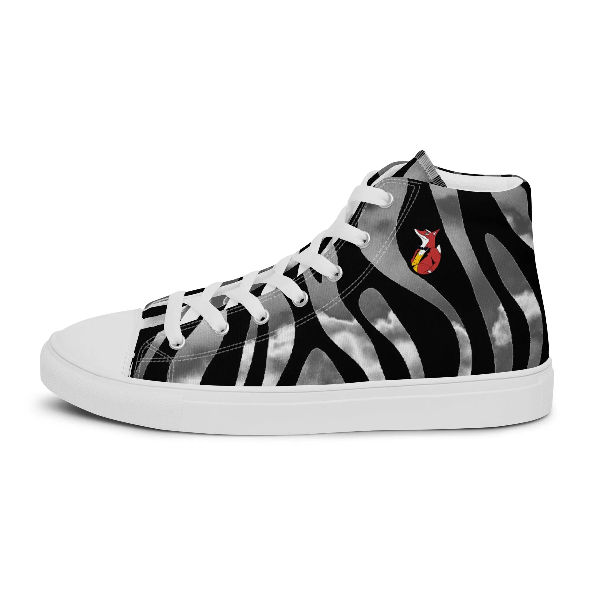 Snooty Fox Art Women’s High Top Canvas Shoes - Silver Tiger