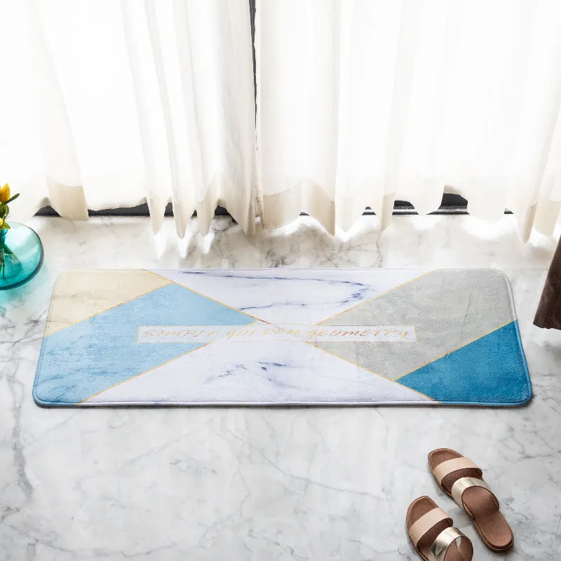 Stylish Marble Design Soft Feel Long Mat Runner