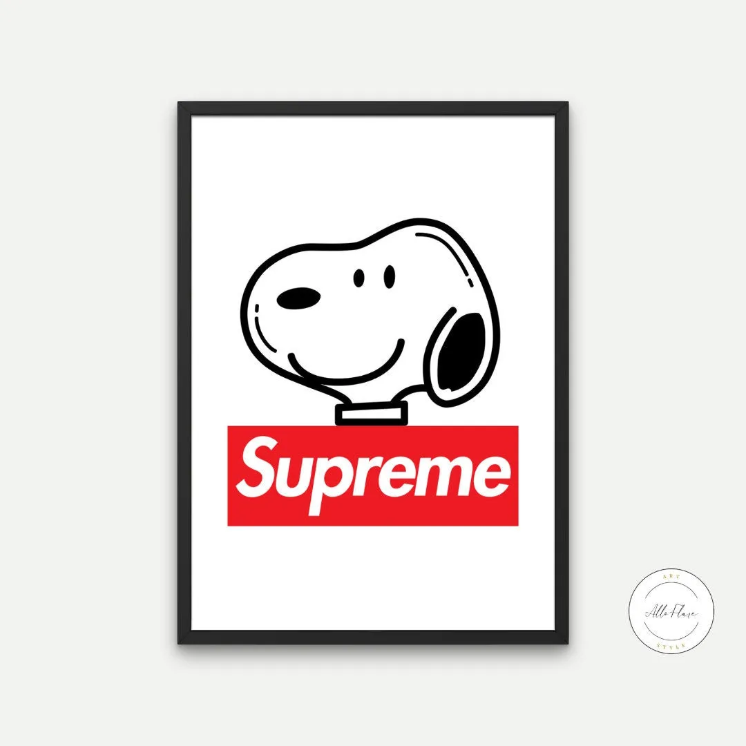 Supreme Snoopy Wall Art PRINTABLE WALL ART, Hypebeast Poster, Streetwear Art, Modern Wall Art, Pop Culture Wall Art, Sporty Print, Snoopy Decor