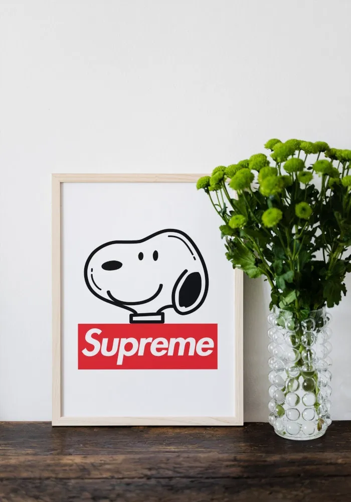 Supreme Snoopy Wall Art PRINTABLE WALL ART, Hypebeast Poster, Streetwear Art, Modern Wall Art, Pop Culture Wall Art, Sporty Print, Snoopy Decor