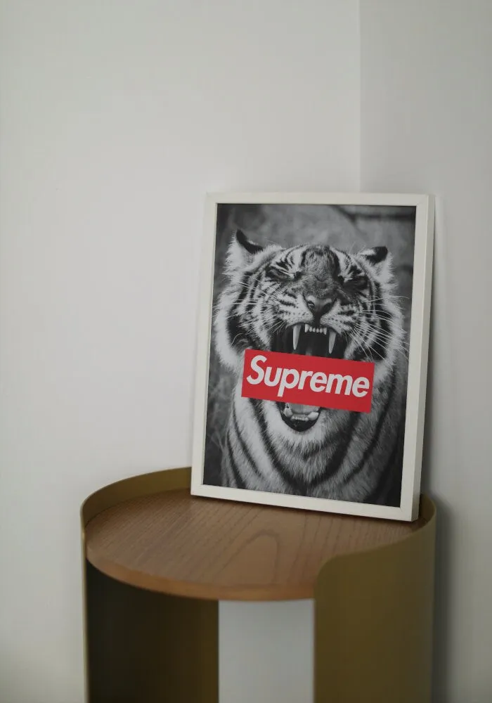 Supreme Tiger Poster Black And White Wall Art INSTANT DOWNLOAD Art Print, Hypebeast, Streetwear Art, Pop Culture Wall Art, Sporty Designer Prints, Tiger Head