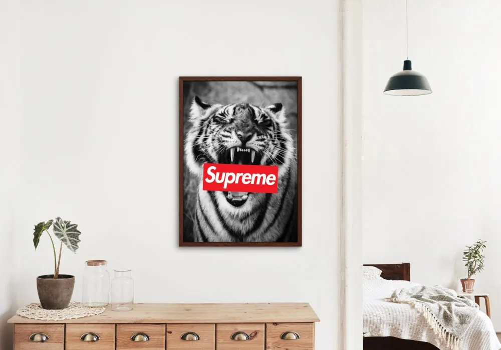 Supreme Tiger Poster Black And White Wall Art INSTANT DOWNLOAD Art Print, Hypebeast, Streetwear Art, Pop Culture Wall Art, Sporty Designer Prints, Tiger Head