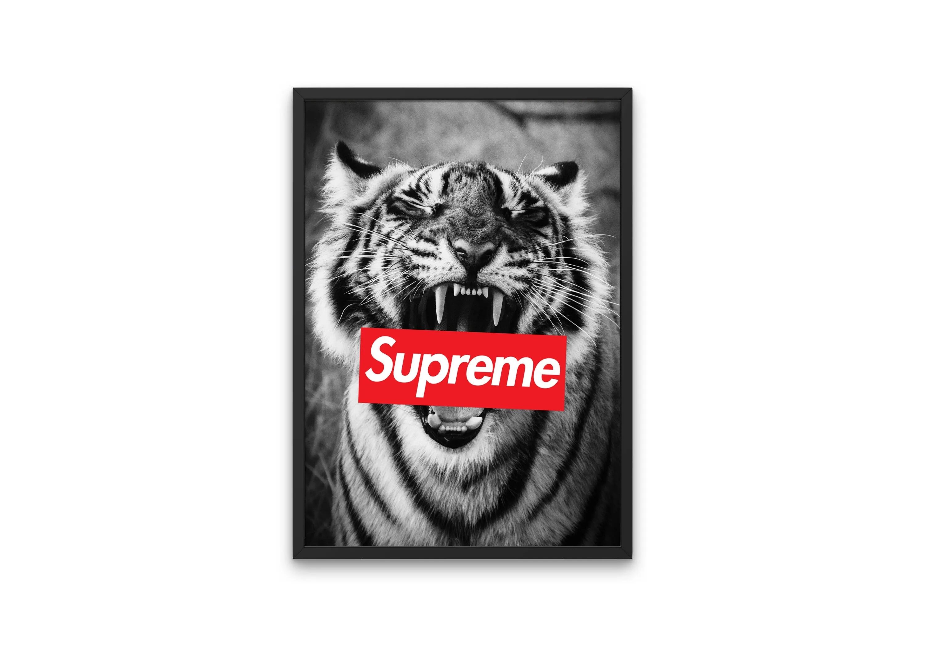 Supreme Tiger Poster Black And White Wall Art INSTANT DOWNLOAD Art Print, Hypebeast, Streetwear Art, Pop Culture Wall Art, Sporty Designer Prints, Tiger Head