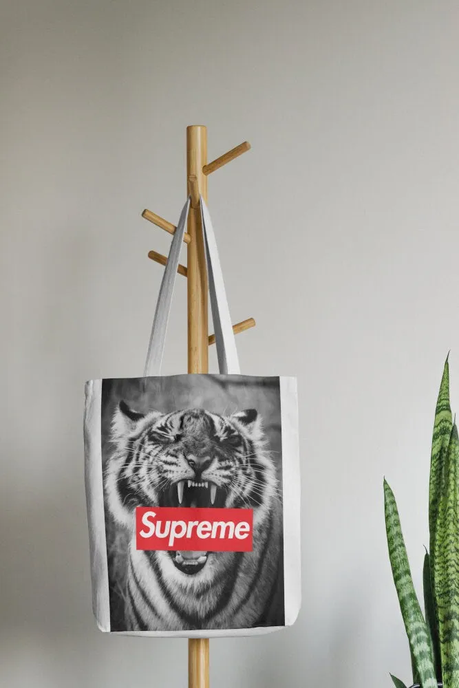 Supreme Tiger Poster Black And White Wall Art INSTANT DOWNLOAD Art Print, Hypebeast, Streetwear Art, Pop Culture Wall Art, Sporty Designer Prints, Tiger Head