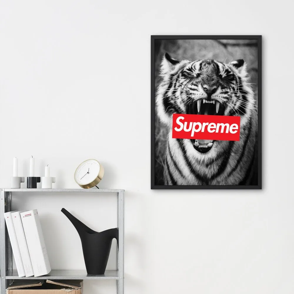 Supreme Tiger Poster Black And White Wall Art INSTANT DOWNLOAD Art Print, Hypebeast, Streetwear Art, Pop Culture Wall Art, Sporty Designer Prints, Tiger Head