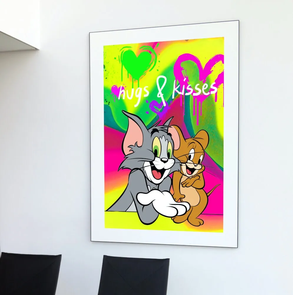 Tom And Jerry Hugs & Kisses Poster PRINTABLE WALL ART, Neon Pop Art, Graffiti Wall Art, Urban Art Print, Hypebeast