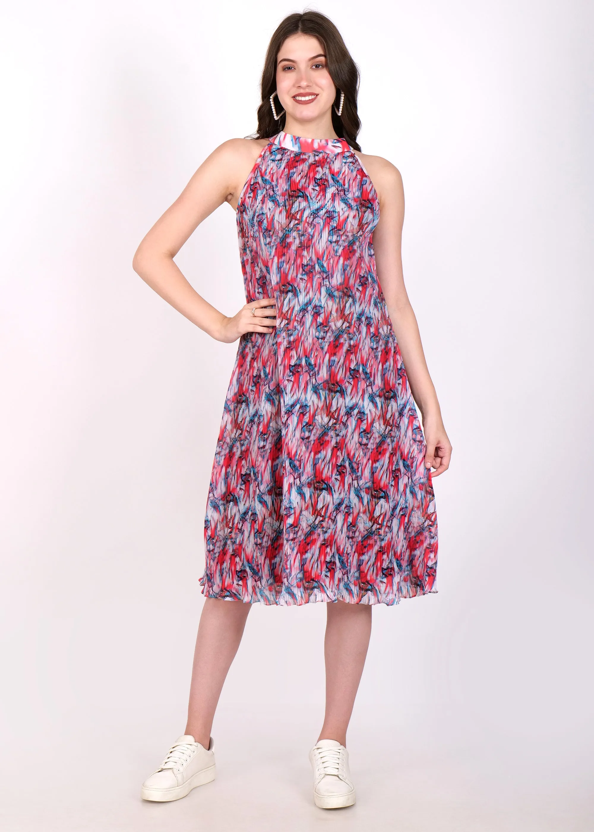 Tropical Breeze Pleated Midi Dress