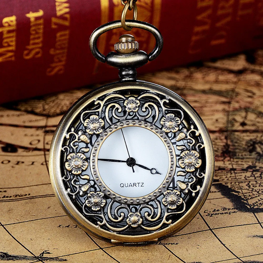 Vintage  Spider Web Design Chain Pendant Men's Pocket Watch