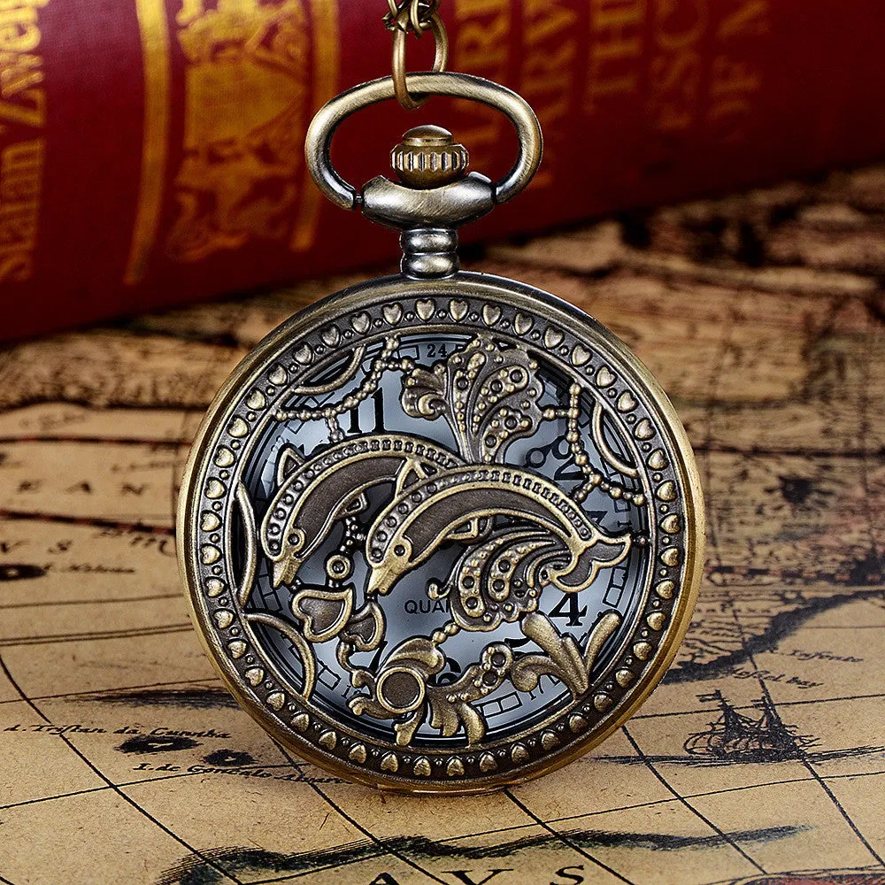 Vintage  Spider Web Design Chain Pendant Men's Pocket Watch