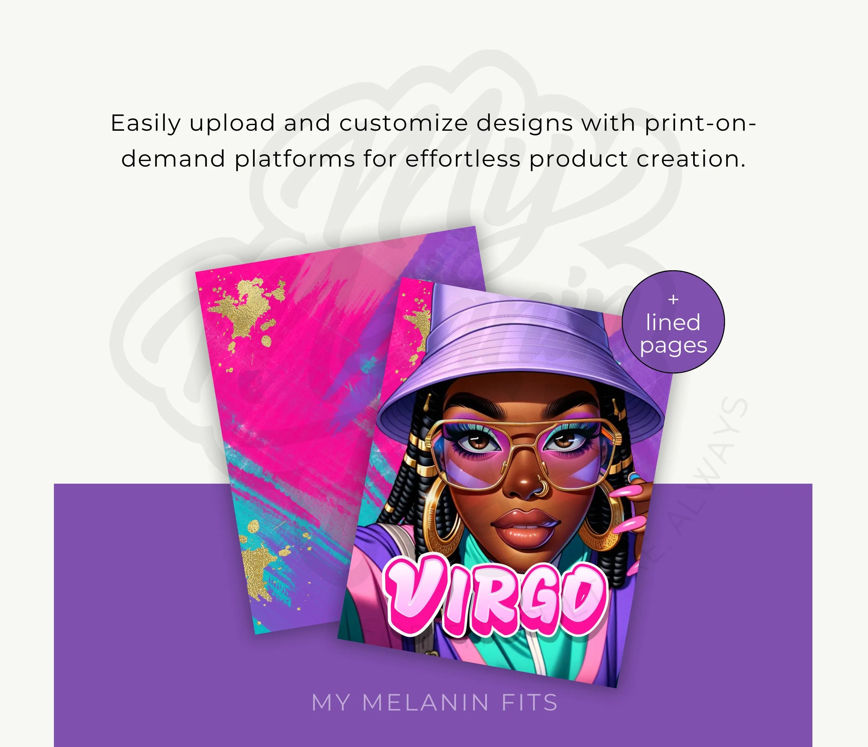 Virgo Journal Cover Bundle | Melanin Art Journal Template | Black Women PNG | Print on Demand | Done for You Journal Covers