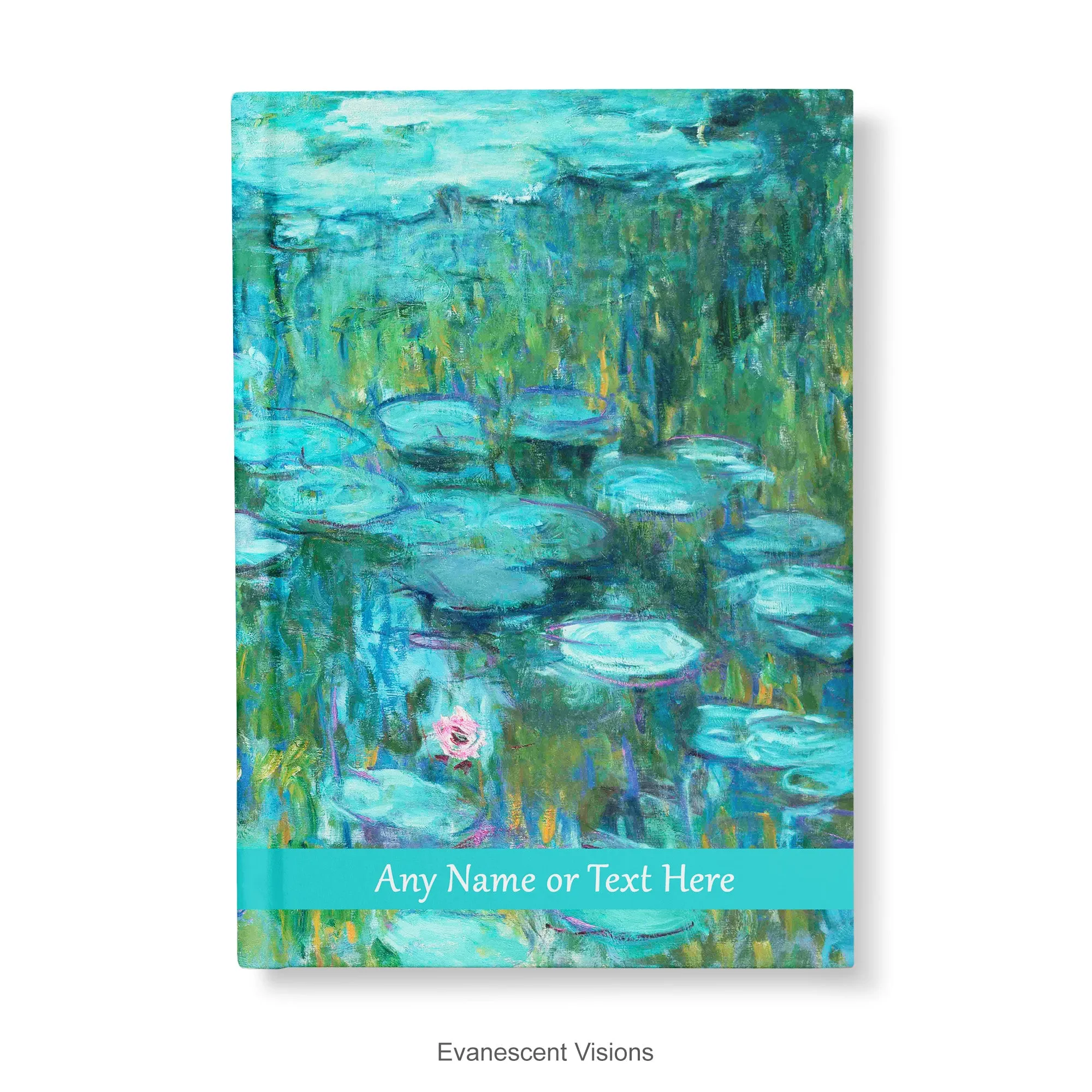 Water Lilies Artistic Personalised Notebook, Hardback A4, A5, Claude Monet Painting