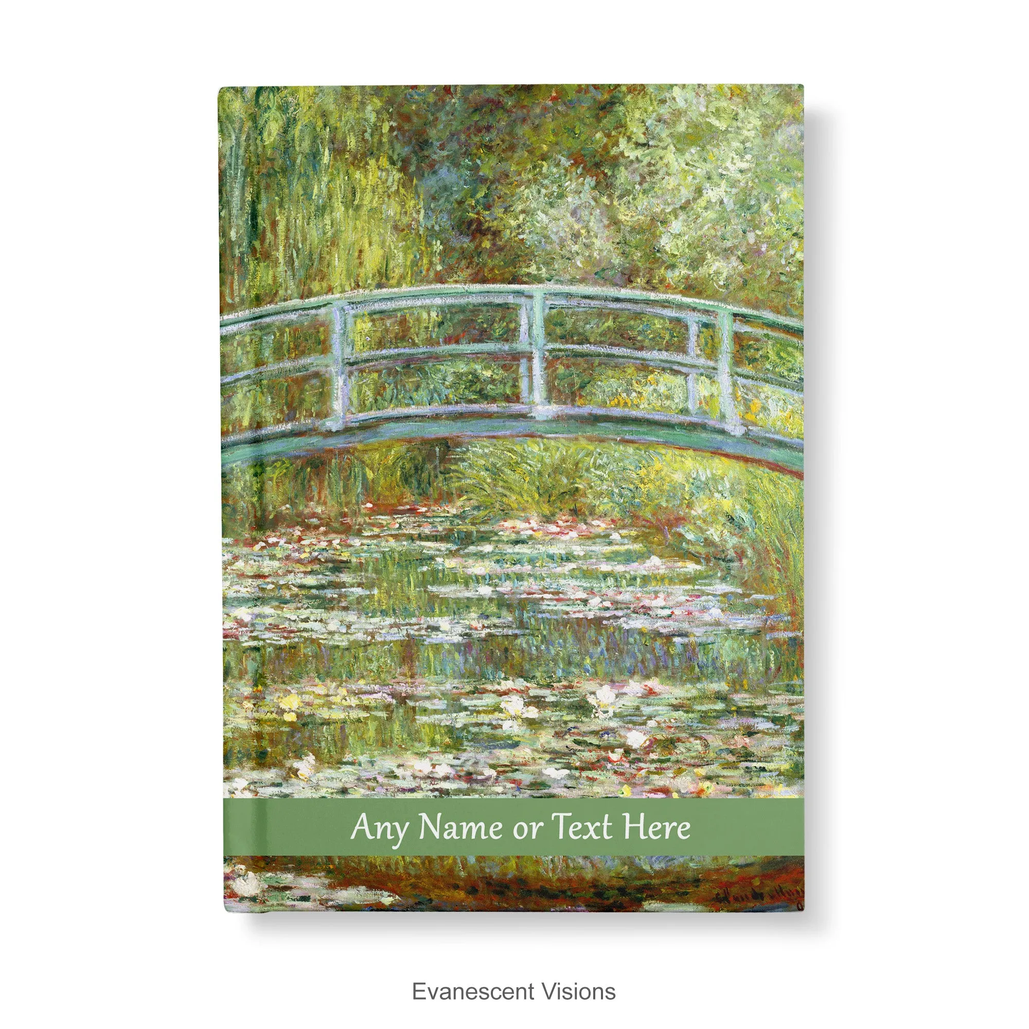 Water Lily Pond Artistic Personalised Notebook, Hardback A4, A5, Claude Monet