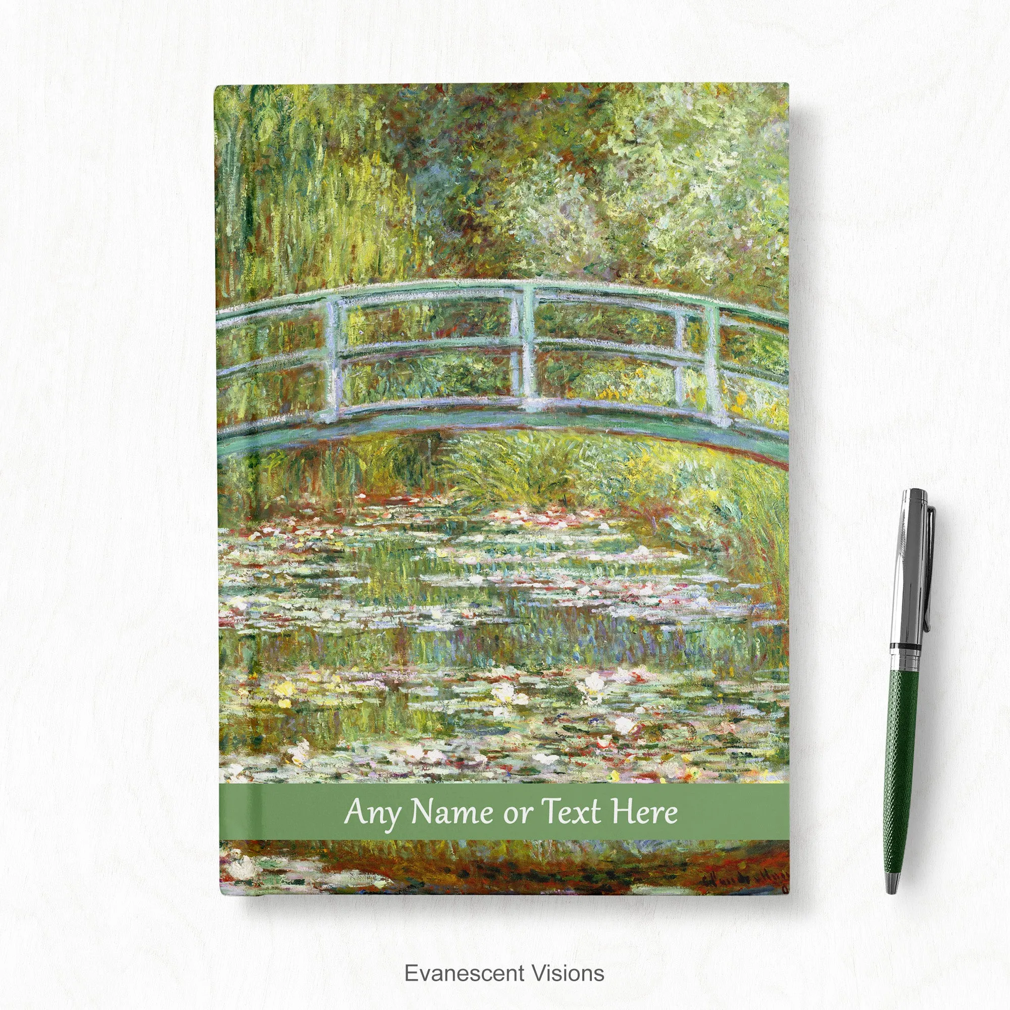 Water Lily Pond Artistic Personalised Notebook, Hardback A4, A5, Claude Monet