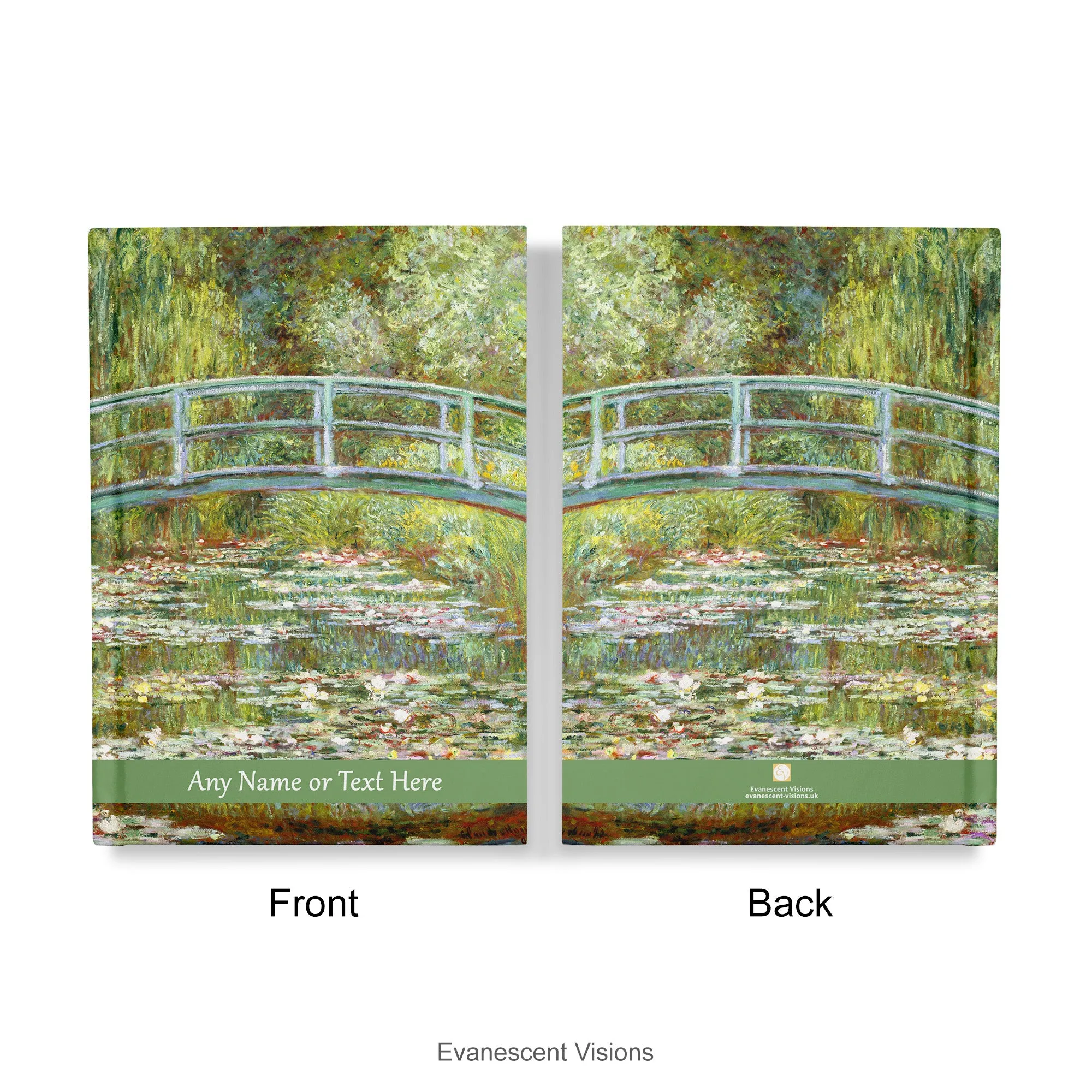 Water Lily Pond Artistic Personalised Notebook, Hardback A4, A5, Claude Monet