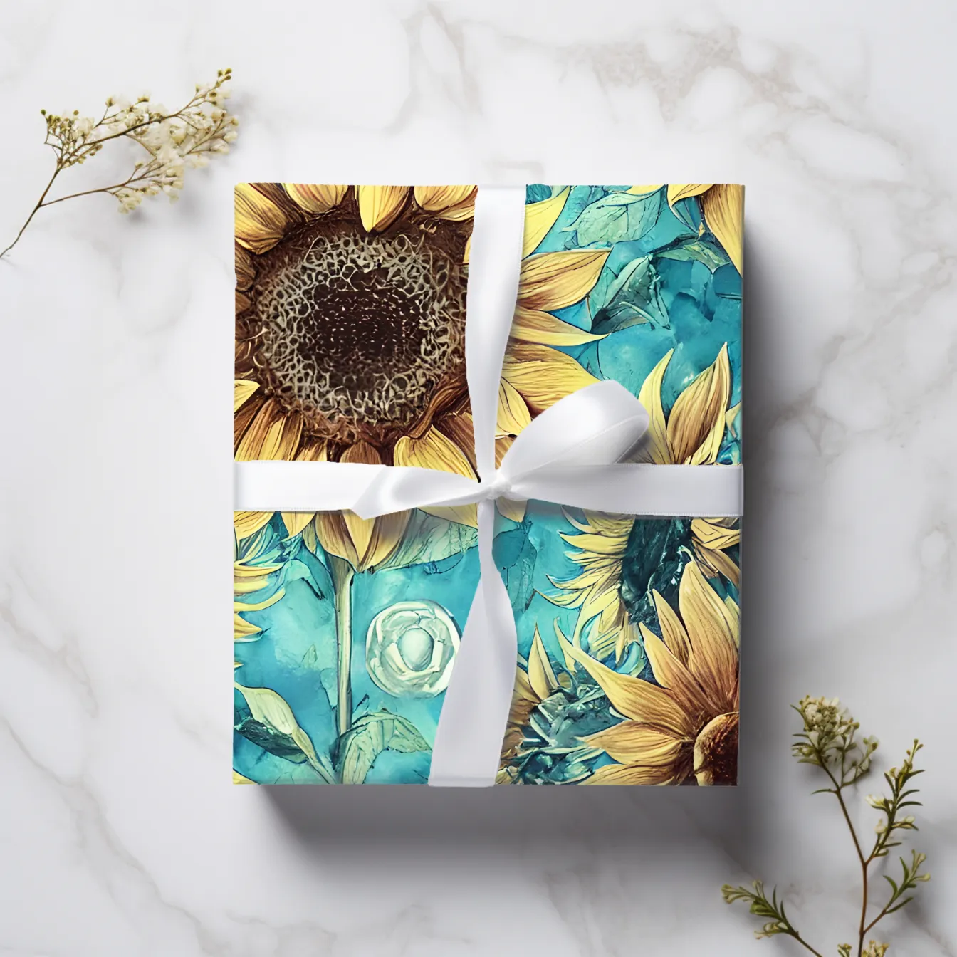 Watercolor Sunflower Custom Wrapping Paper | New Arrival | Personalized Floral Gift Wrap for Birthdays, Weddings & Special Occasions