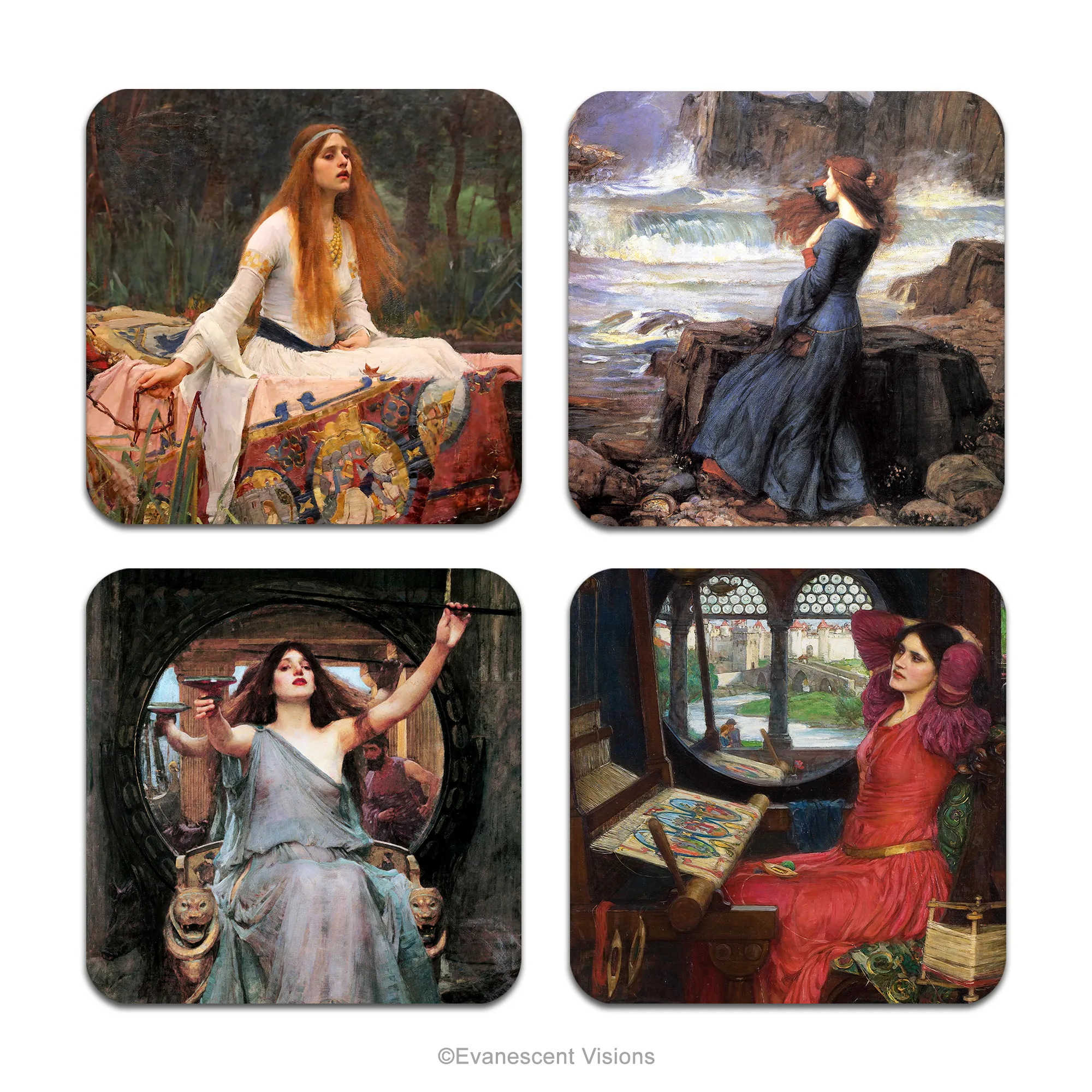 Waterhouse Beautiful Damsels Artistic Drinks Coaster Set