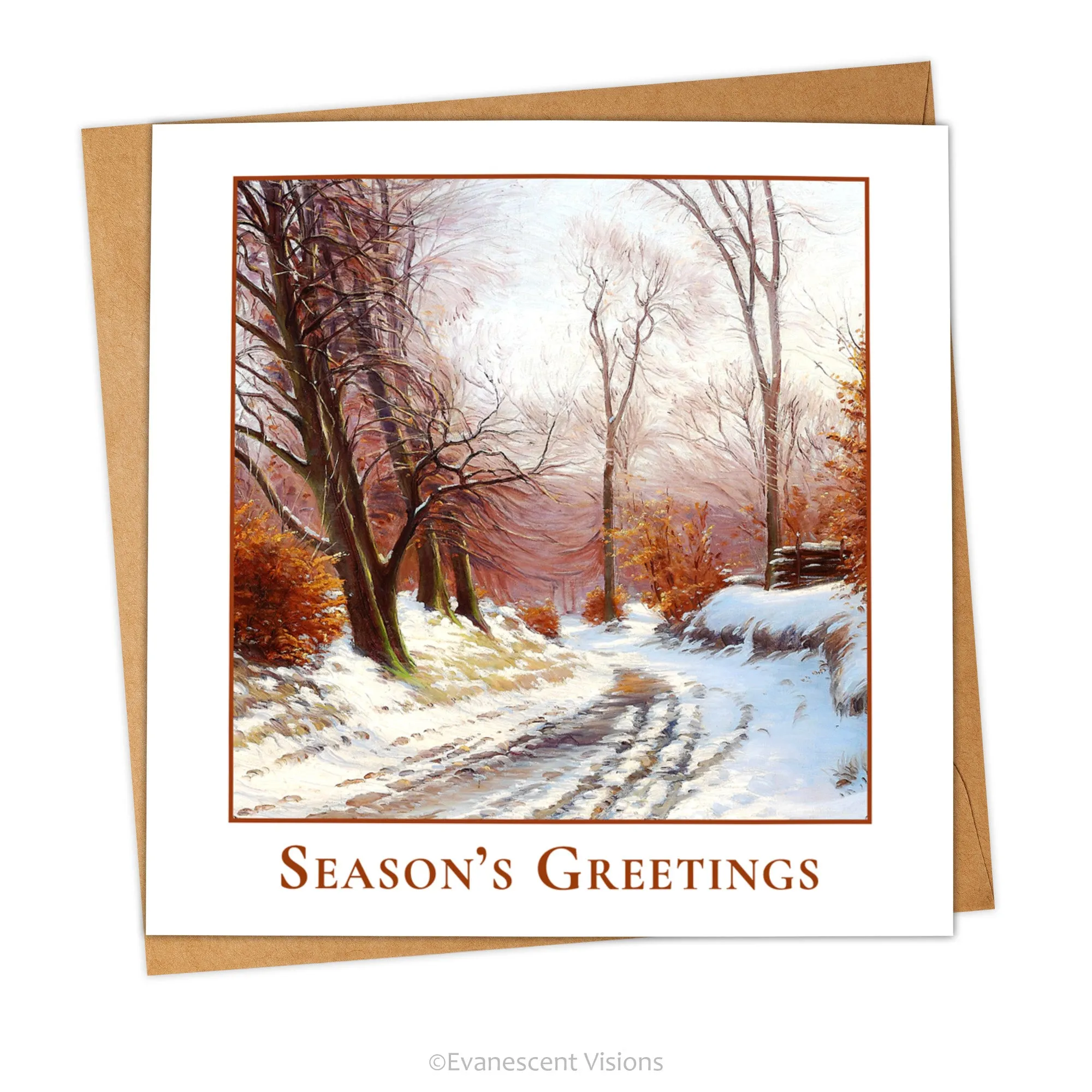 Winter Road Season's Greetings Traditional Christmas Card, Single or Pack