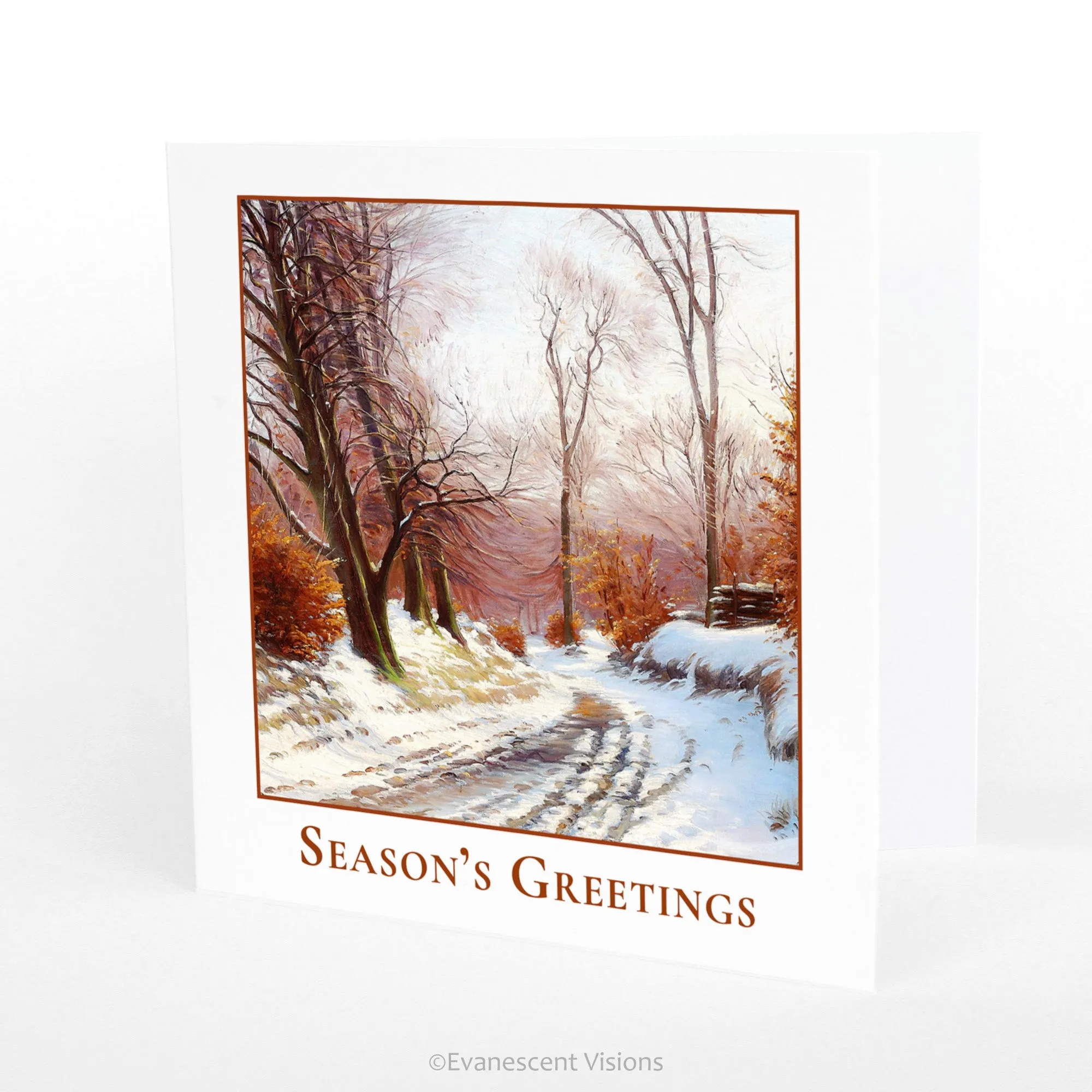 Winter Road Season's Greetings Traditional Christmas Card, Single or Pack