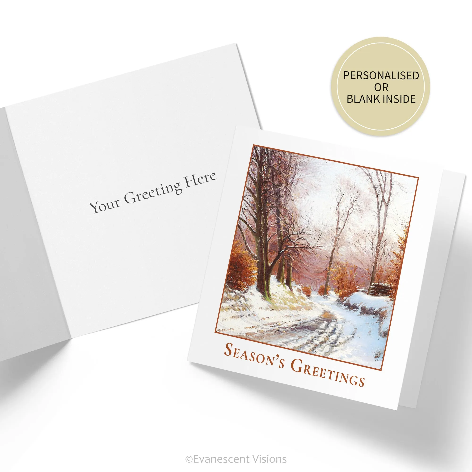 Winter Road Season's Greetings Traditional Christmas Card, Single or Pack