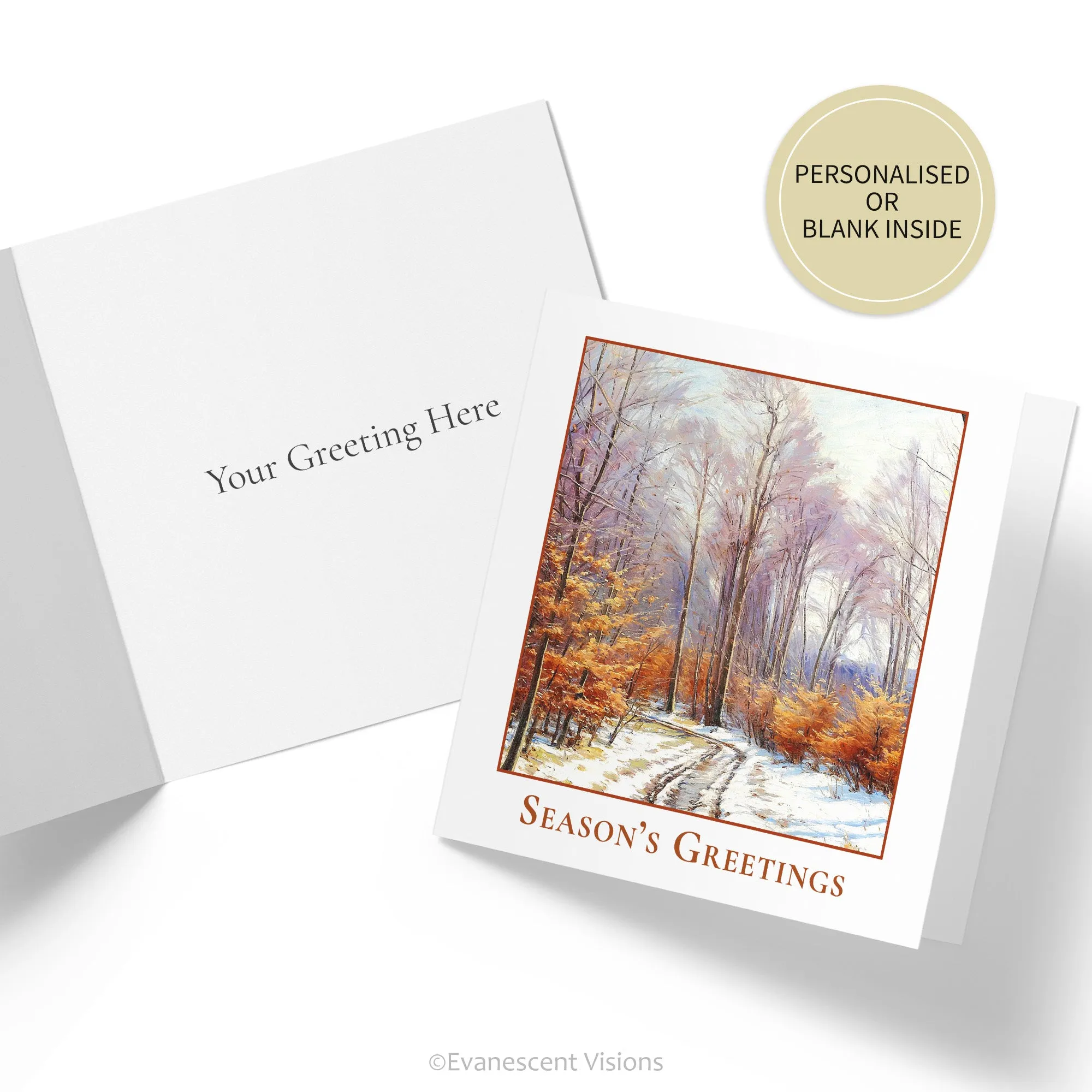 Winter Woods Traditional Christmas Card, Single or Pack, Personalised or Blank