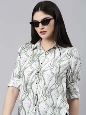 Women Green Printed Shirt